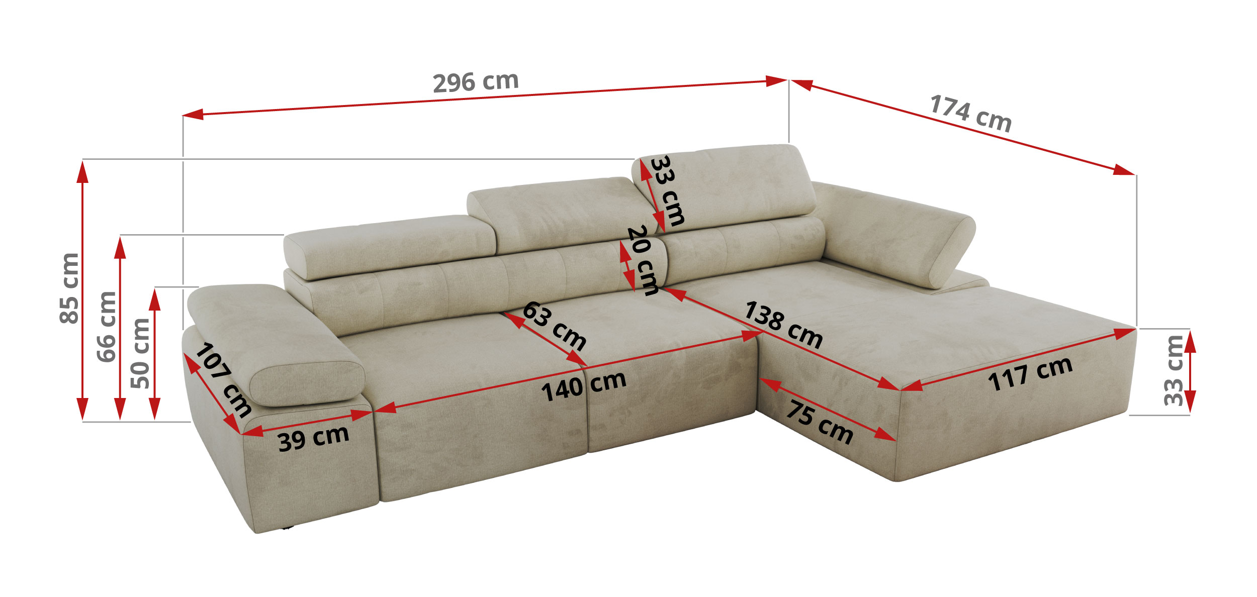 Narożnik z elektrycznym sterowaniem RILASSO L - Monolith 02 - beżowy - OUTLET - 42_1